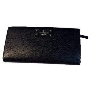 Kate Spade Stacy Grove Street Black Leather Bifold Wallet Snap Closure